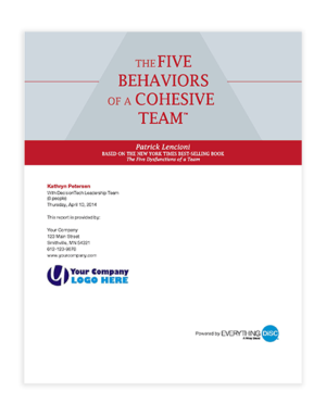 Profil five behaviors of a cohesive team disc partners